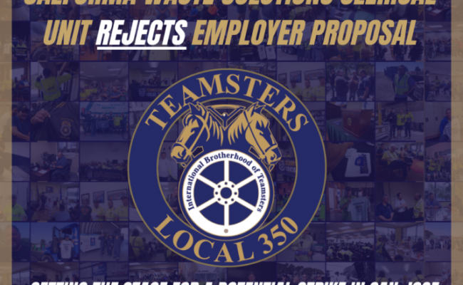 California Waste Solutions Clerical Unit Rejects Employer Proposal