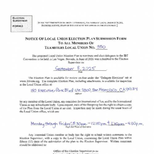 Notice of Local Union Delegate Election