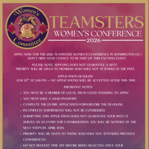 2026 Teamster’s Women’s Conference Application