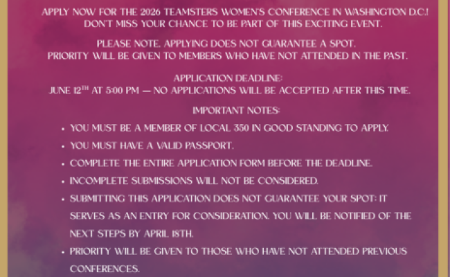 2026 Teamster’s Women’s Conference Application